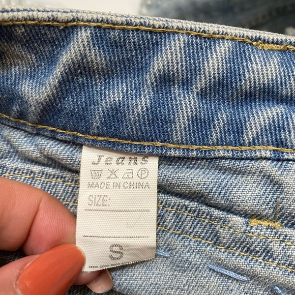 Tassel Inlaid Denim Shorts A-line Shorts Rhinestone Ostrich Feather Frayed - Picture 7 of 15